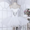thumbnail image 6 of DPOIS Women's Shiny Sequins Swan Lake Ballet Dance Mesh Tutu Leotard Dress White L, 6 of 7