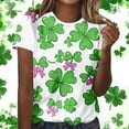 thumbnail image 4 of Erwazi St Patricks Day Womens Short Sleeve T-Shirts Crewneck Clover Cute Graphic Tee Tops, 4 of 7