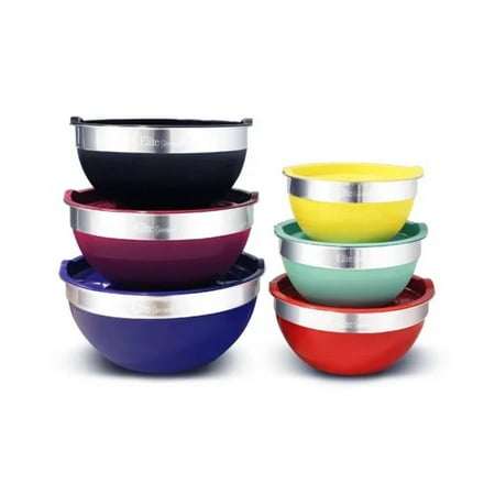 

Elite Home Fashions Silicone/Stainless Steel Mixing Bowl Set 12 Pieces