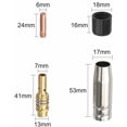 thumbnail image 2 of Juego de 19 piezas 15AK MIG/MAG Cabezal de contacto de soldadura 0,8 mm M6 Soporte de punta de boquilla de gas Kuyhfg Sin marca, 2 of 5