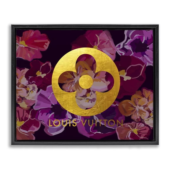 Stupell Industries Bohemian Fashion Brand Purple Flowers Black Floating Frame Canvas Art, 21 x 17, by Amelia Noyes