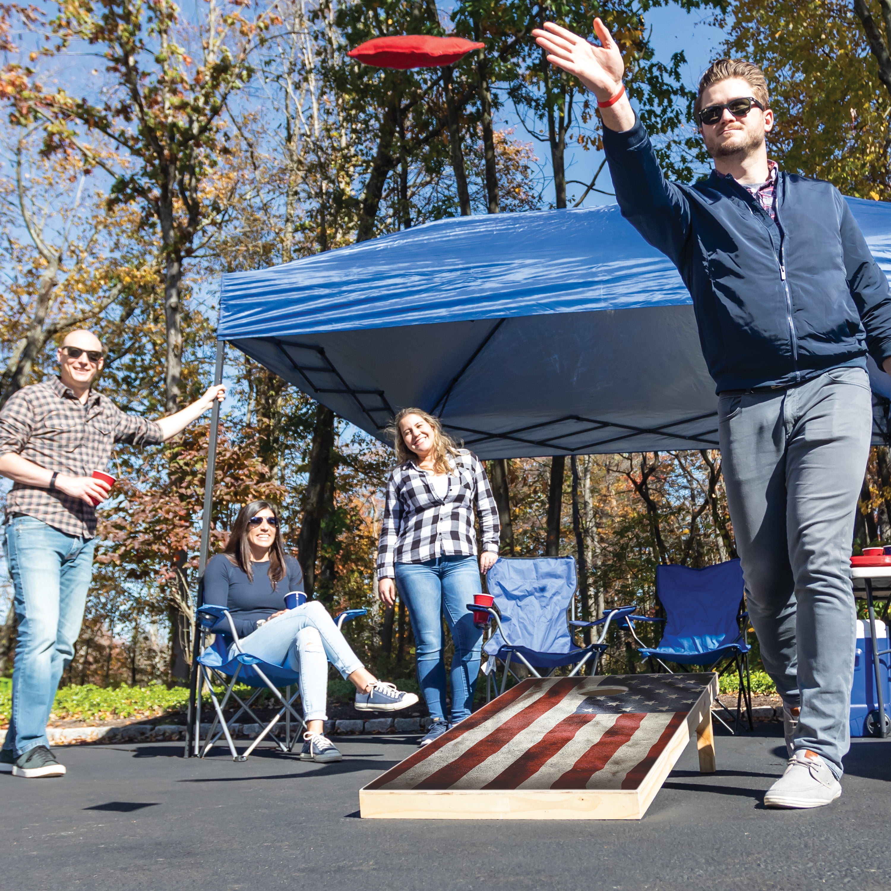 EastPoint Sports 2' x 4' American Flag Cornhole Boards - Bean Bag Toss Set with 8 Bean Bags