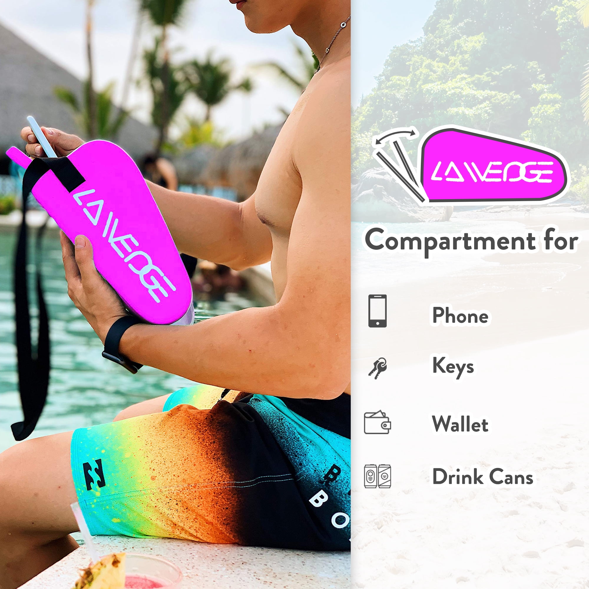 La-Wedge - Beach Headrest and Accessory Bag - Precious Pink