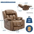 thumbnail image 5 of SOCIALCOMFY Manual Swivel Glider Rocker Recliner Chair with Heated Massage, 360° Swivel Overstuffed Lounge Chair with 2 Cup Holders, Side Pockets & USB Ports for Living Room, Brown, 5 of 7