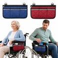 thumbnail image 2 of Wheelchair Side Armrest Organizer Pouch 2 Pack, Waterproof Beach Chair Hanging Storage Bag with 4 Pockets, Portable Camping Seat Accessory for Snacks, Phone and Magazines, 2 of 4
