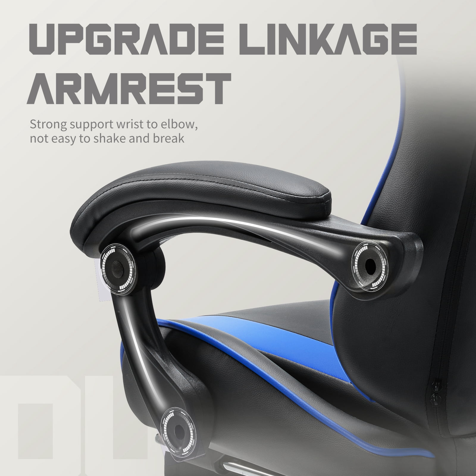 MCQ Computer Chair, Home Office Chair with Footrest and Lumbar Support for Office, Game Room, Black and Blue