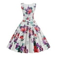 thumbnail image 3 of WILLBEST Vestidos Casuales para Mujer Fiesta Vintage de Las Mujeres con Cuello En V Sexy Estampado Floral Vestido sin Mangas Cena Vestido Formal Mediana, 3 of 3