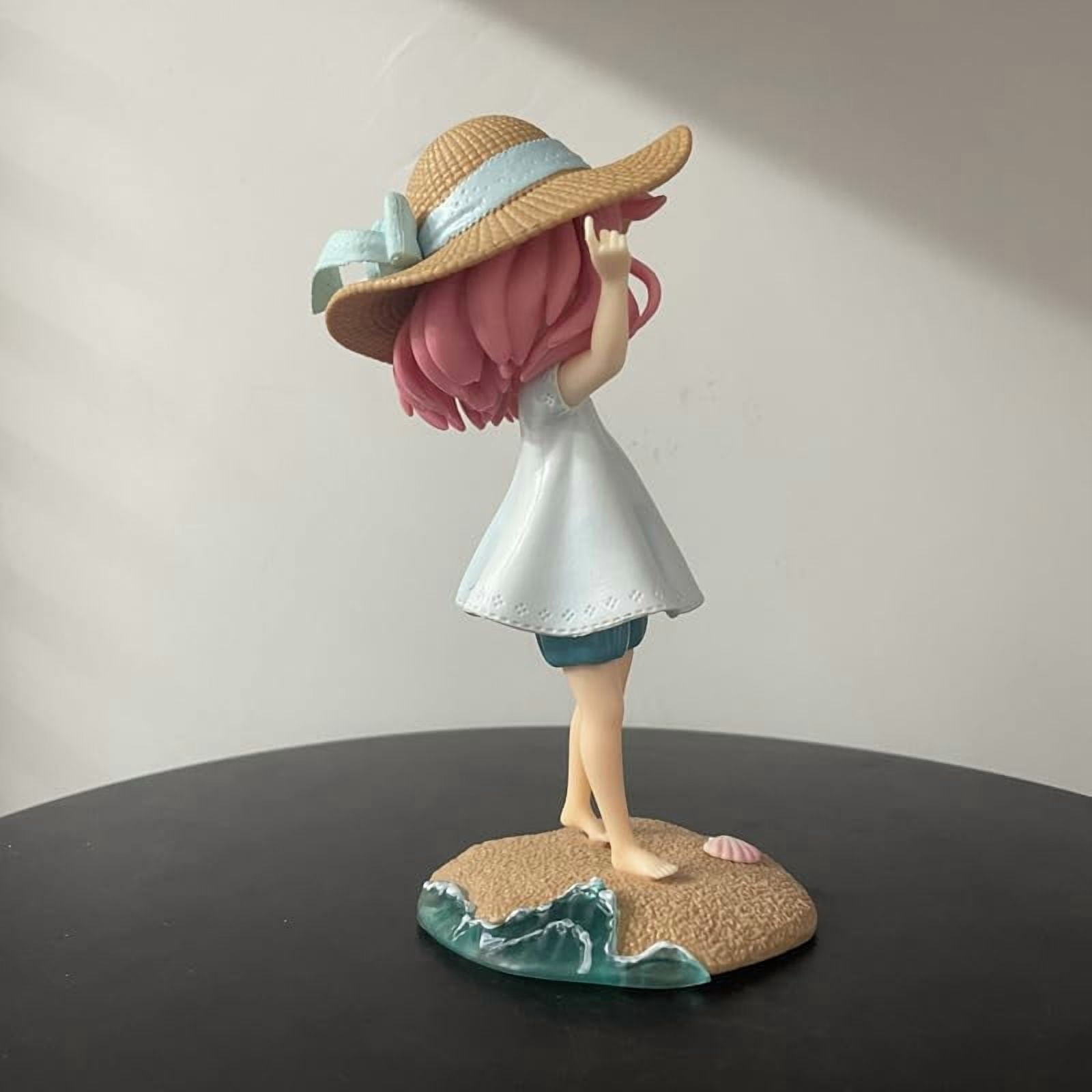 Newly Anya Figure Wearing A Hat Beach Anya Forger Action Figures Anime 18cm/7.1inch Character Collection Statue Model Desktop Decoration Ornament Gifts