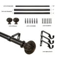 thumbnail image 3 of Curtain Rod 1inch Diameter Adjustable Window Curtain Rods with ball finials, 3piece brackets, hardware kits. Black 48-86 inches., 3 of 6