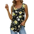 thumbnail image 5 of Wycnly Womens Tank Tops Trendy Pleated Swing Breathable Comfy Tunic Tank Tops Summer Fashion Flowers Print Square Neck Sleeveless Shirts Blouse Black XL, 5 of 5