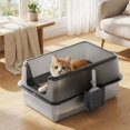 thumbnail image 1 of CazToi Stainless Steel Cat Litter Box with Lid & Scoop Leak-Proof Non-Stick 6" Deep, 1 of 10