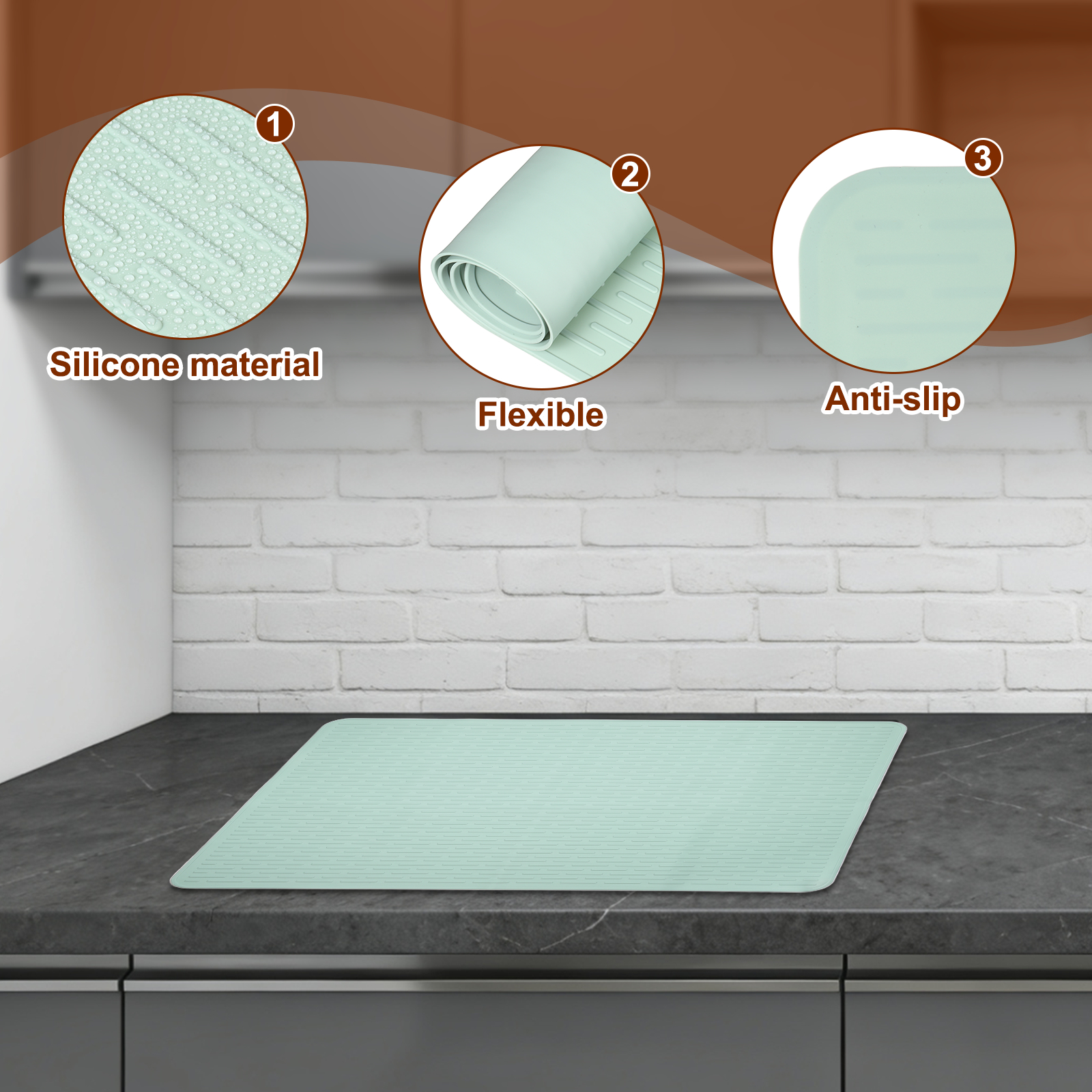 Uxcell 30 x 21 Inch Stove Top Cover for Electric Stove, 1Pcs Silicone Stripe Mat for Glass Top Cover Non-Slip Glass Cooktop Protector for Kitchen Oven Dish Drying Mat, Light Green