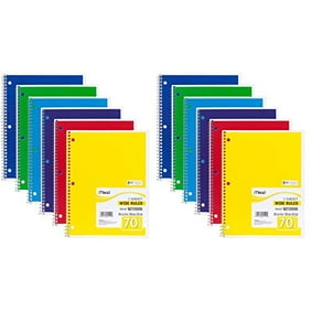Mead Spiral Notebook 1-subject, 70-count, Wide Ruled, Assorted Colors, 12 Pack
