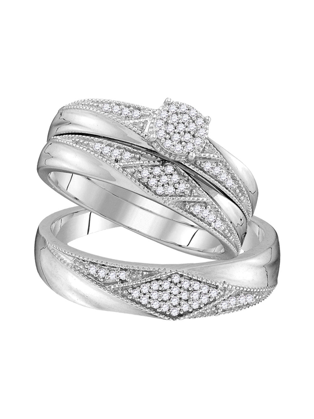 Details about Engagement Wedding Bridal Ring Band In Round Diamond in 14k White Gold Finish Details about Engagement Wedding Bridal Ring Band In Round Diamond in 14k White Gold Finish
