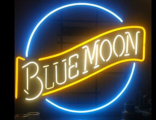 13" Blue Moon Neon Sign Light Beer Bar Pub Lamp Glass Decor 