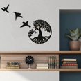 thumbnail image 2 of Arte de pared del árbol de la vida de metal negro - Escultura de pared de 3 pájaros voladores - Decoración de dormitorio interior y exterior, decoración moderna de pared redonda ER, 2 of 5