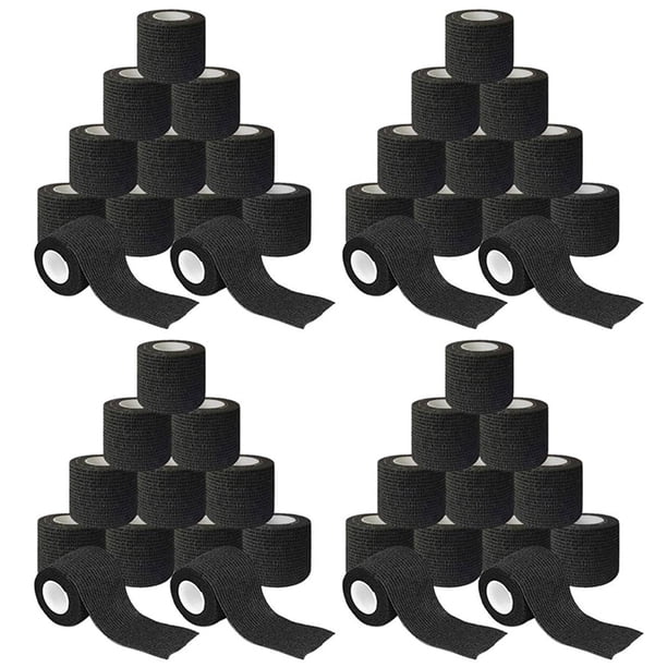 48 Rollos de Vendaje Autoadhesivo No Tejido Cinta para Deportes Al Aire Libre Vendaje para Juntas de Dedos 5cm x 4.5M Negro