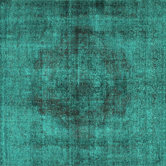 Ahgly Company Machine Washable Indoor Square Persian Turquoise Blue Traditional Area Rugs, 7' Square