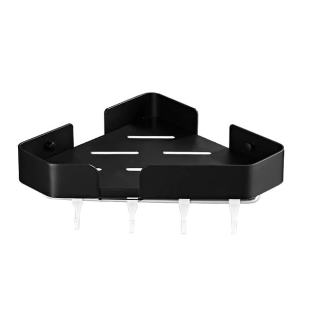 Estante de ducha de esquina, estante de baño, almacenamiento de accesorios, estantes de pared de aluminio con ganchos