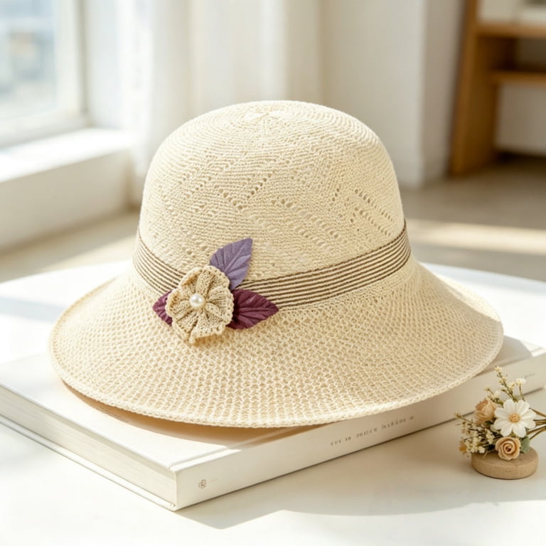 WHEANG Oversized Wide Brim Straw Hats for Women, Hollow  display picture 2