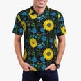 thumbnail image 5 of Yiaed Sunflowers And Blue FlowerPrint Men's Short Sleeve Polo Shirt,Golf Polo for Men Three-Button Golf Shirt Athletic Casual Collared T-Shirt- 3X-Large, 5 of 7