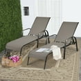 thumbnail image 1 of Gymax Lot de 2 Chaises Longues Inclinables Réglables pour Patio, Cour et Extérieur avec Accoudoirs, Brun, 1 of 10