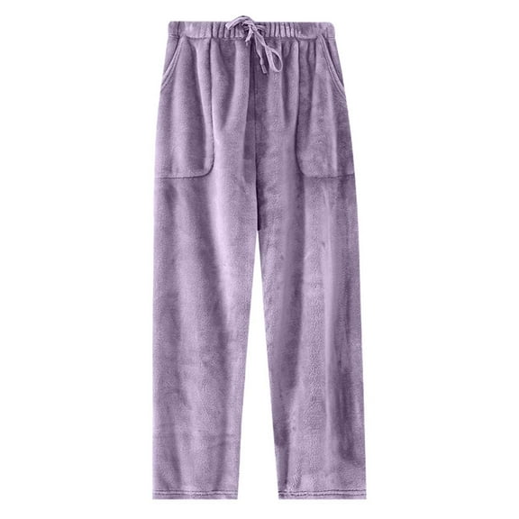 Extra Thick Flannel Pajama Pants For Women Coral Lined Warm Pants For Fall & Winter Cozy Home Wear plus Size Clothes plus Stretch Pants plus Size Women's Pants Elastic Pants for Women plus Size Petite