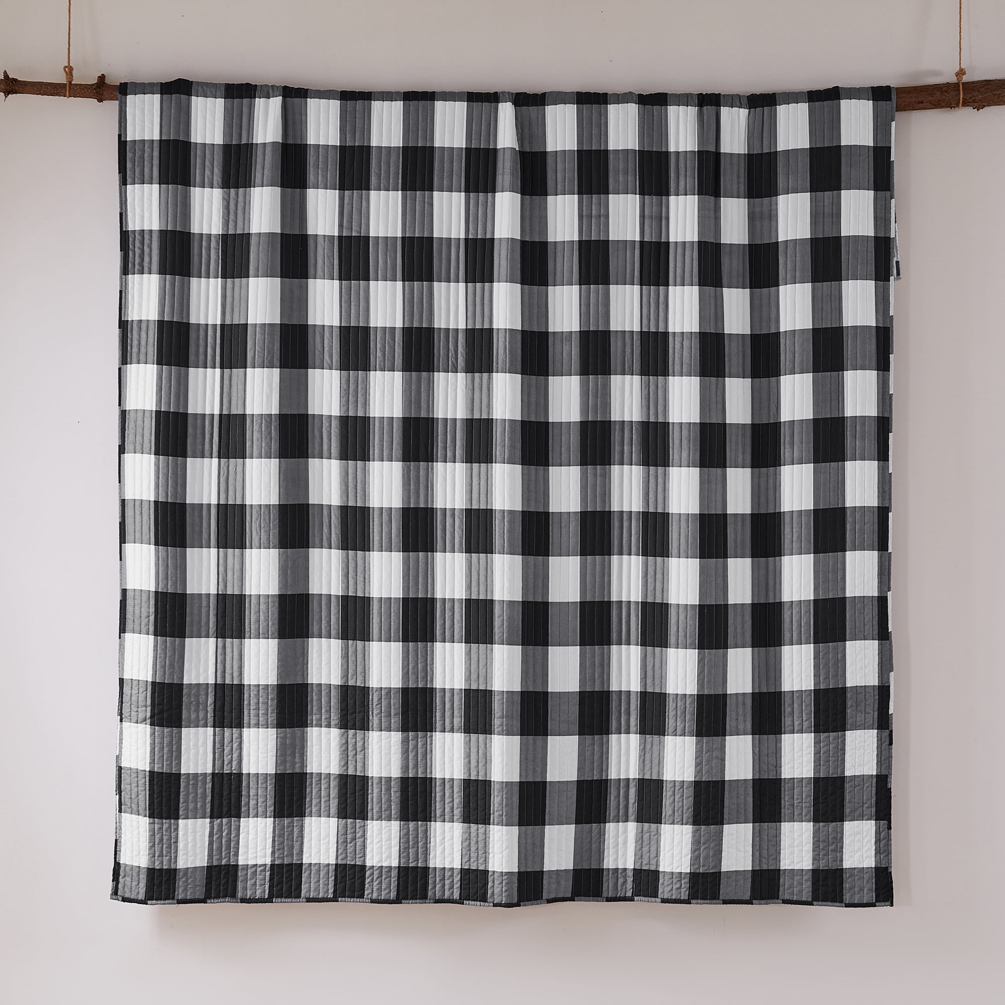Levtex Home - Northern Star Quilt Set - Full/Queen Quilt + Two Standard Pillow Shams - Christmas Tree - Black and White - Quilt Size (88x92in.) and Pillow Sham Size (26x20in.) - Reversible