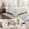 thumbnail image 6 of Full Quilt Set 78''x90'', Cream Moire Lightweight Summer Bedspread Coverlet Set with 2 Pillow Shams, Water Ripple Stripe Farmhouse Breathable All Season Quilt Bedding for Bedroom/Guest Room, 6 of 9