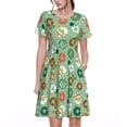thumbnail image 1 of Easygdp Christmas Donuts para Vestido Transpirable de Mujer, Vestido Suelto de Manga Corta con Pliegues y Bolsillos para el Verano, 1 of 6