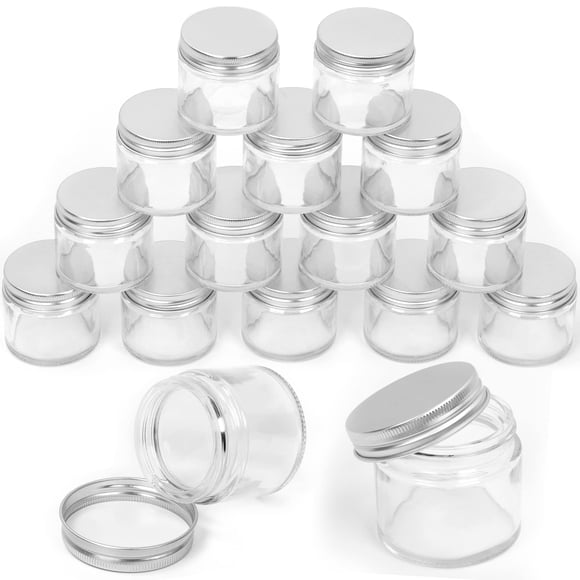 Tarro de vidrio Swepeet, 15 paquetes de 60 ml con tapa plateada para crema y loción