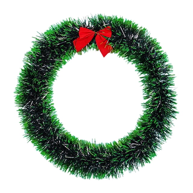 Corona de Navidad, corona de puerta delantera, guirnalda navideña de hojas blancas, corona de Navidad para sala de estar, ventana, fiesta, pared de Verde 25cmx25cm