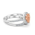 thumbnail image 3 of Pear Teardrop Bridal Set Ring Morganite CZ 925 Sterling Silver Size 9, 3 of 3