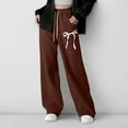 thumbnail image 3 of GLCCG Girls' Straight Leg Sweatpants Drawstring High Waisted Baggy Joggers Pnats with Pockets Cute Bow Printed Sports Pants 8-12 Years, 3 of 7