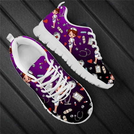 

Female Casual Shoes Cute Nurse Woman Sneakers Premium Sketch Physio Pattern Flat Shoes Women Spring Ladies Sport Jogging Shoe