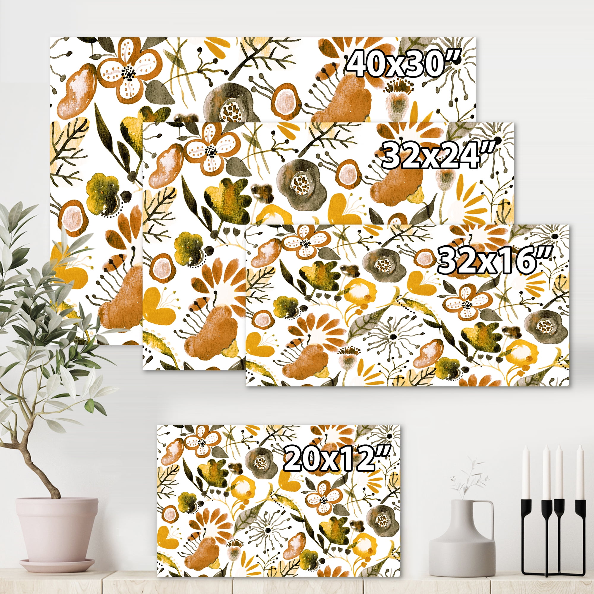 Designart ' Vital Abundance Of Wildflowers I ' Modern Canvas Wall Art Print