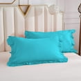 thumbnail image 5 of DNG Creations 3 Piece Vintage Ruffle Duvet Cover 100% Egyptian Cotton, 800 Threads Count - With Zipper & Corner Ties ( Full/Queen - Solid Turquoise Blue ), 5 of 7