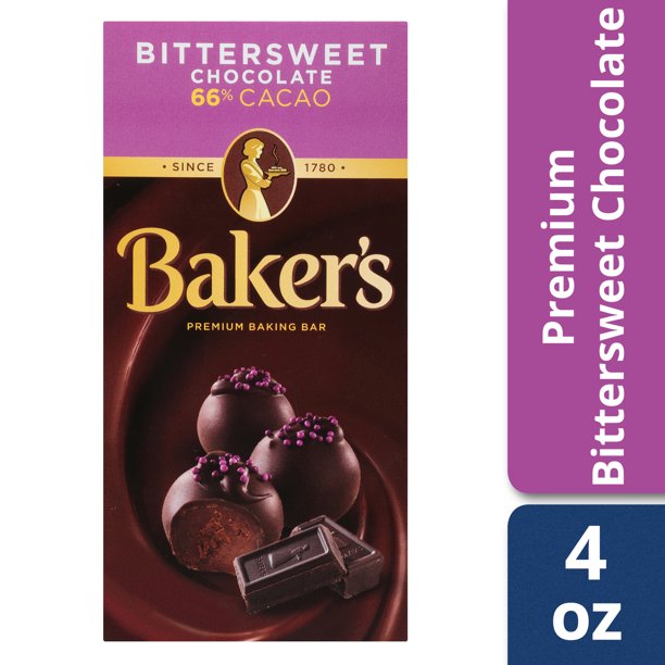 Baker's Premium Bittersweet Chocolate Baking Bar, 4 oz Box Walmart