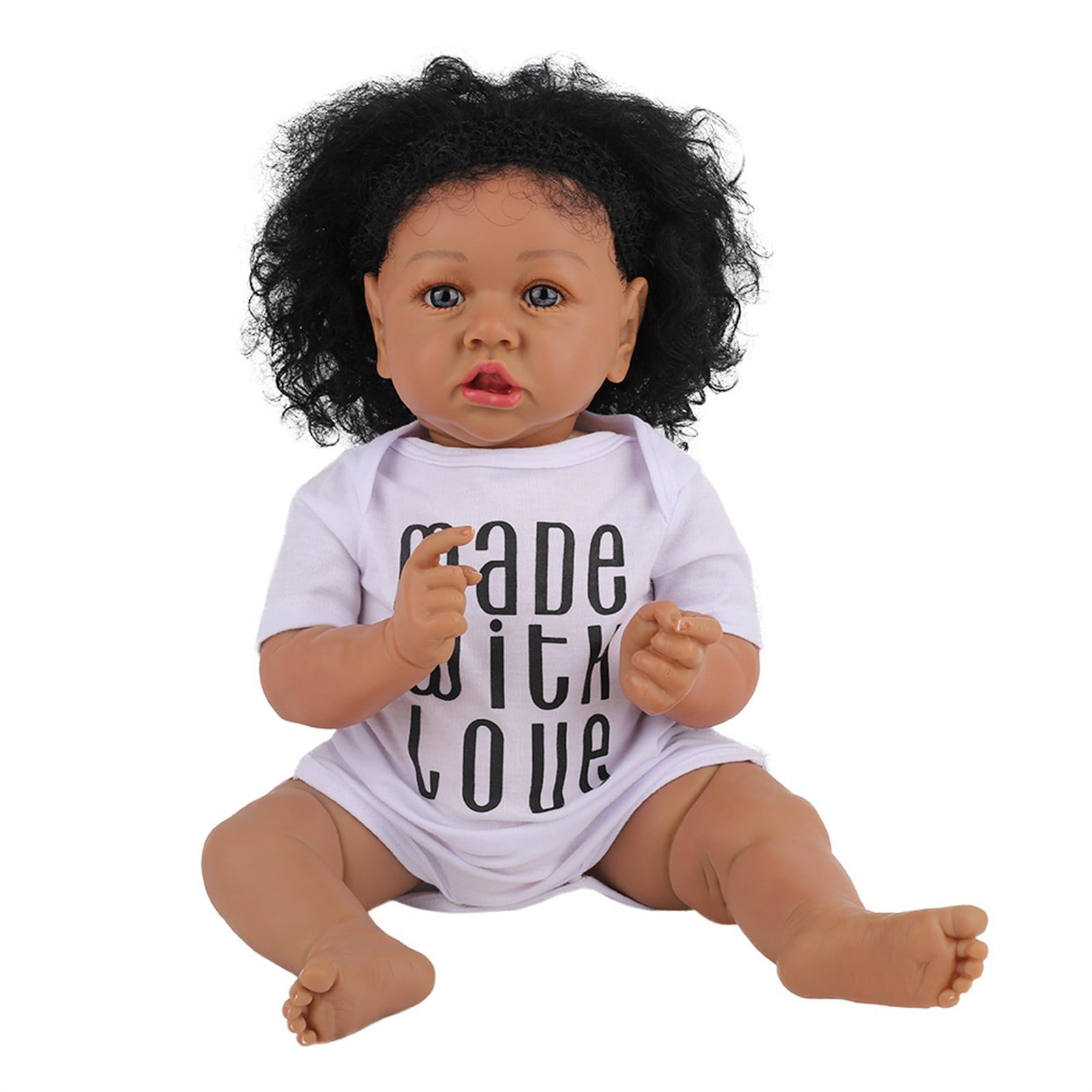 Reborn Black Baby Doll Full Body Vinyl Baby Look Real African American Bebe 23" 