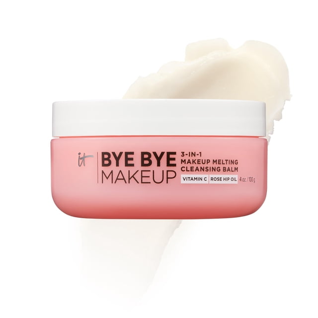 It Cosmetics Bye Bye Makeup Cleanser Balm - Limpiador Facial 3 en 1, Desmaquillante, Limpiador Iluminador y Mascarilla con Vitamina C y Ceramidas, 100 g