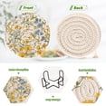 thumbnail image 4 of Yayeee 6 PCS Drink Coasters with Holder Set Woven Absorbent Round Tabletop Hot Pad, Yellow Floral, 4 of 7