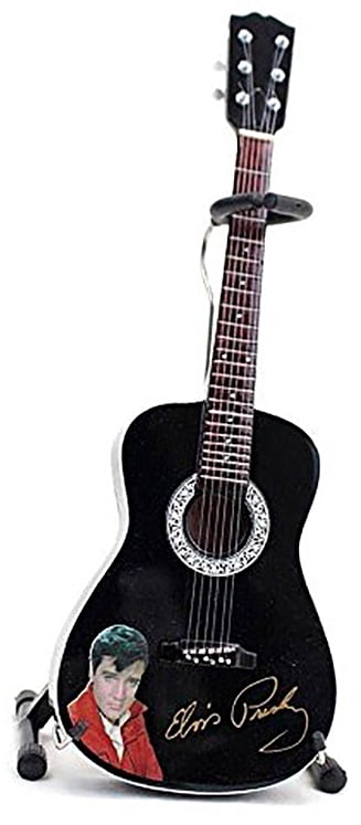 Elvis Presley Gold Signature Black Acoustic 10 Inch Miniature Guitar Replica
