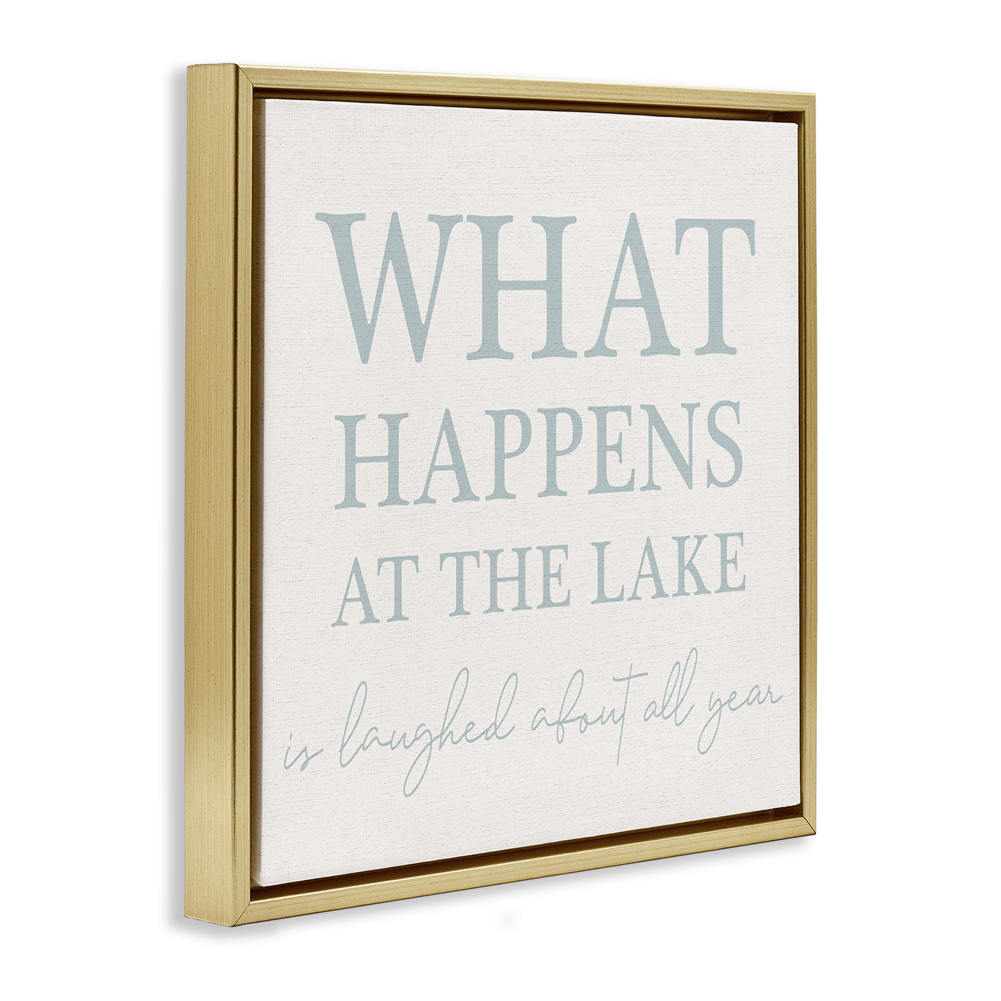 Stupell Industries What Happens At Lake Nautical & Beach Painting Gold Floater Framed Canvas Art Print Wall Art, 25 x 25