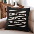 thumbnail image 4 of Black and White Geometric Lines Of Borders Decor Throw Pillow Covers 16"x16", Set Of 2, Linen Study Sofa Cushion Cover Indoor Living Room Home Decor, 4 of 7