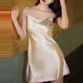 thumbnail image 4 of Sakmal Moomoo Sleepwear for Women Soft Spaghetti Straps Beige Short House Dress Solid Sleeveless Chemises for Women, 4 of 6