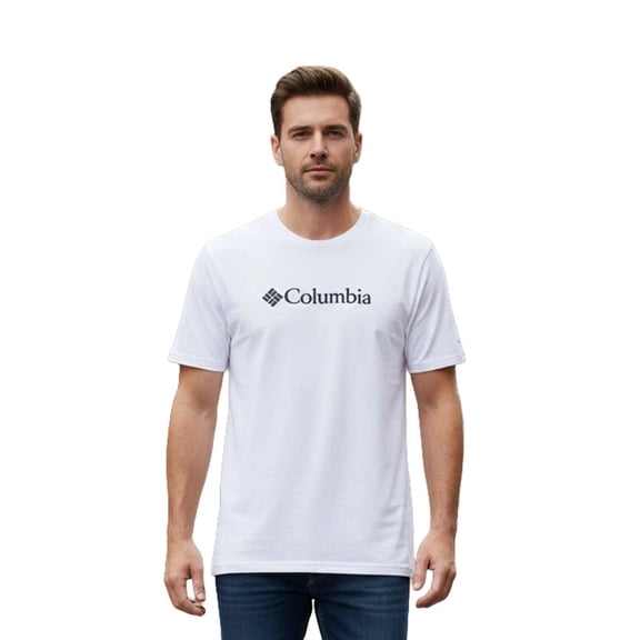 Columbia Men's White T-Shirt CSC Basic Logo Everyday Wear S/S Tee (S05)