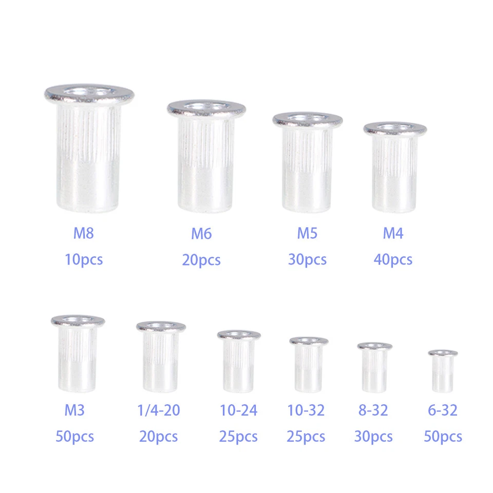 CIRCLE- Aluminum Rivet Nut Kit 300 Piece 150 Pcs Metric + 150 Pcs Sae Nutsert Kit