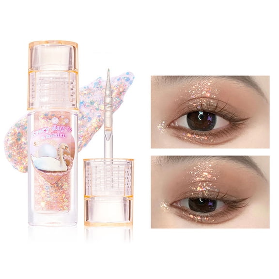 Liquid Eyeshadow - Shade F - 1 Bottle, Korean Makeup Star Diamond Streamer Liquid Eyeshadow Bling Pigmented Eye Makeup Sparkling Korean Eye Glitter Easy To Apply Liquid Glitter Eye Makeup Organizers