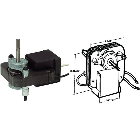 Ush Exhaust Fan Motor 1 - 17/32" Btm X 2 - 3/8" Top X 2 - 31/32" H 115 V