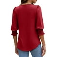 thumbnail image 6 of Fantaslook Blouses for Women Dressy Casual 3/4 Length Sleeve Womens Tops with Smocked Cuffs Fashion Shirts, 6 of 9